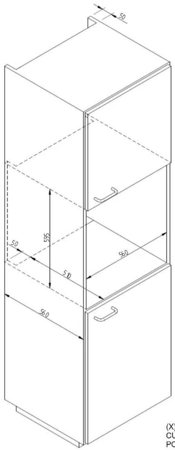 CANDY CPWD 1402 X - ESQUEEMA DIMENSIONAL CAJON 145 EMPOTRADO 560 X 595 CON BODEGA DE 455 - 1