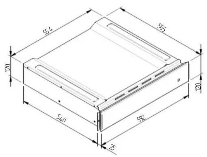 CANDY CPWD 1402 X - SCHEMA DIMENSIONALE CASSETTO INCASSO 560 X 595 CON FORNO DA 480 - 3