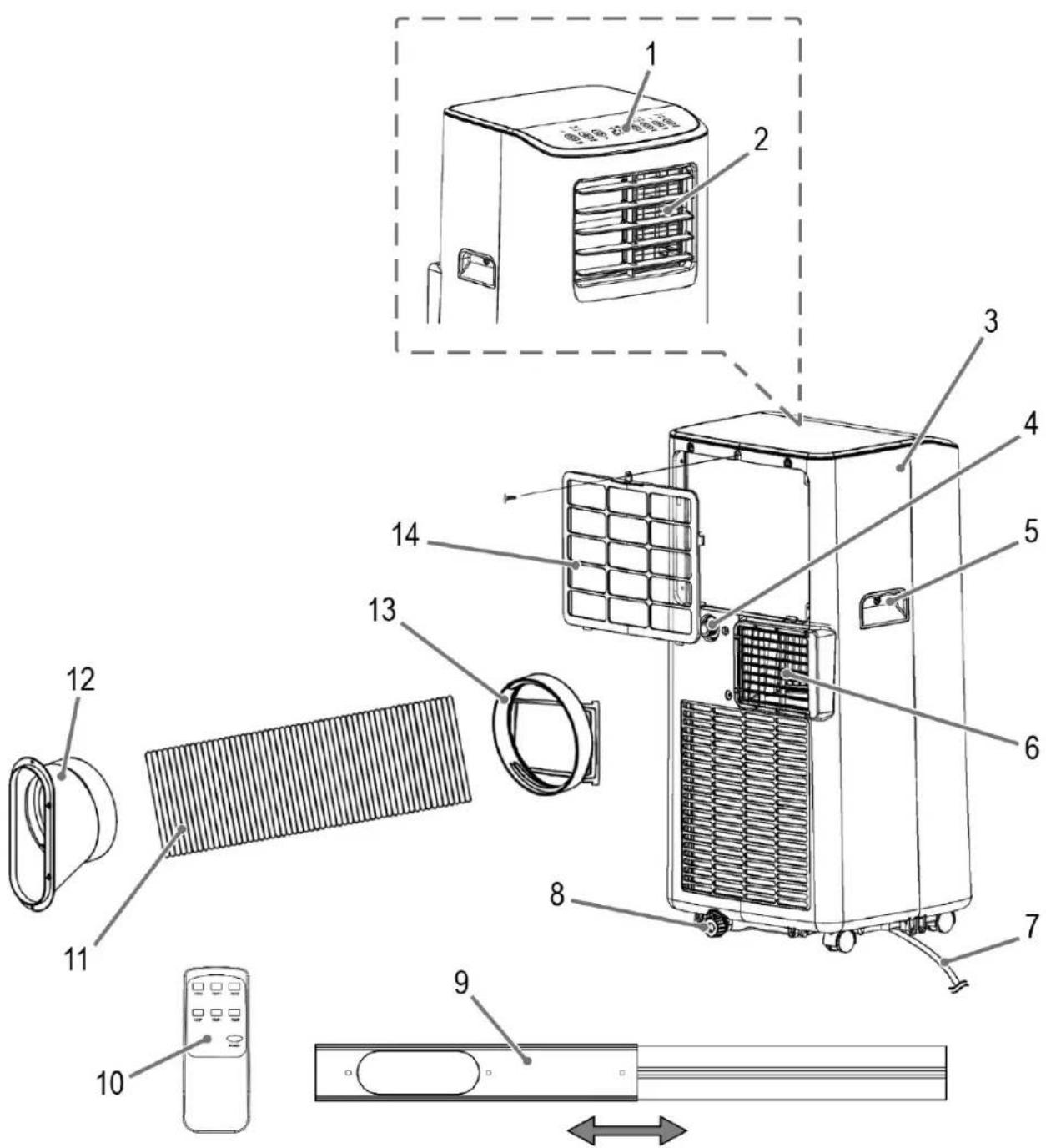 BOMANN CL 6048 CB - Ubersicht der Bedienelemente - 1