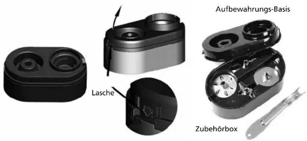 Solis XChange 835 - WIE DIE ZUBEHÖRBOX UND AUFBEWAHRUNGS-BASIS GEÖFFNET WIRD - 1