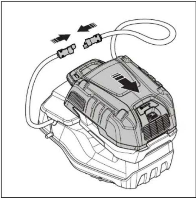 HUSQVARNA LC 551iV - Extracción e instalación de la batería múltiple (accesorio) - 7