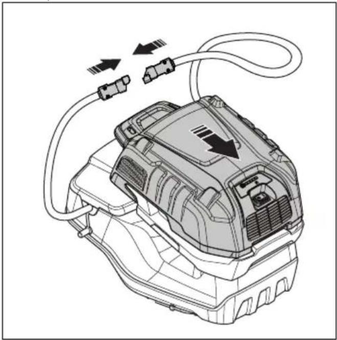 HUSQVARNA LC 551iV - Akumuliatorių bloko (priedas) įstatymas ir išėmimas - 7