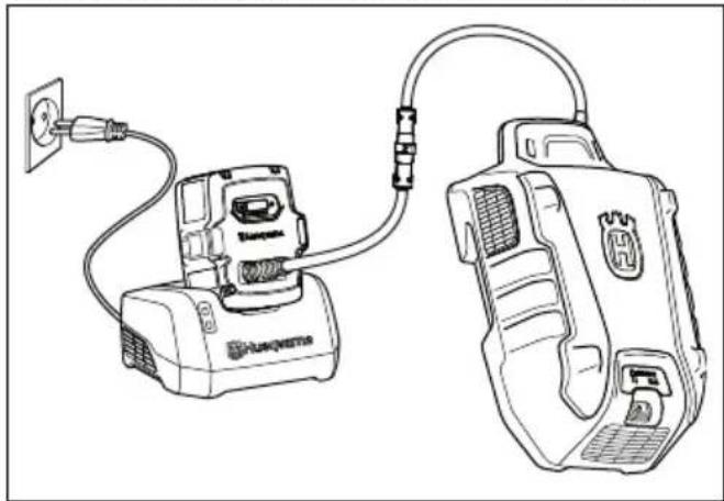 HUSQVARNA LC 551iV - Φόρτιση της πολυμπαταρίας - 1