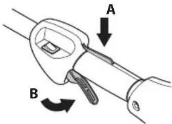HUSQVARNA 122LK - Clichetul de blocare a butonului de acceleratie, - 1
