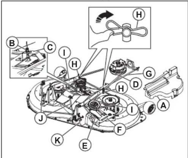 HUSQVARNA TC 242TX - To remove and install the cutting deck - 1