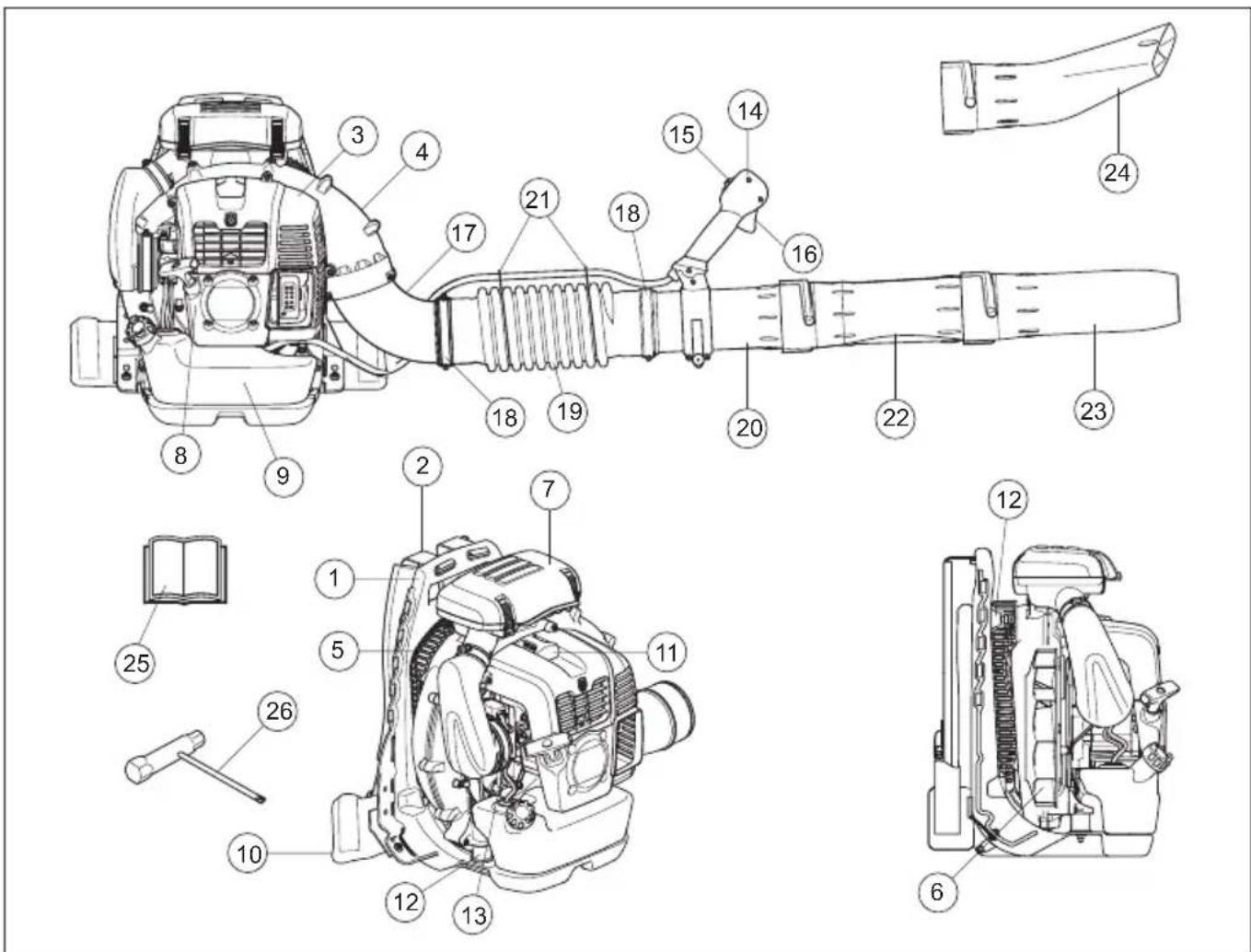 HUSQVARNA 560BFS - Quels sont les composants de l'aspiro-souffleur? 560BTS, 560BFS - 1