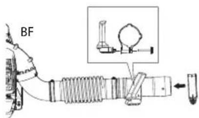 HUSQVARNA 350BF - Assembling the blow pipe and control handle - 3