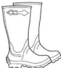 Line drawing of a pair of boots with visible tread pattern and sole contact details (no text or symbols)