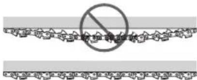 Warning sign with Chinese text and a prohibition symbol over a chain of items below
