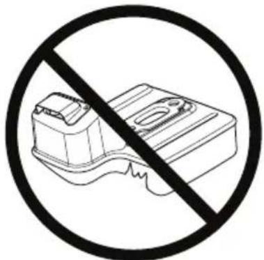 Prohibition sign with a crossed-out battery icon and diagonal line, indicating no prohibition or exclusion.