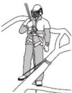 HUSQVARNA T525 - Securing the work position for two-handed use - 2
