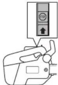 Diagram showing a device with a control panel labeled '119' and an upward arrow pointing to it, likely indicating a status or operation.