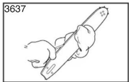 Line drawing of a hand holding a tool, no text or symbols present