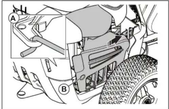 HUSQVARNA R 112C5 - Déposez et fixez le capot arrêté droit - 3