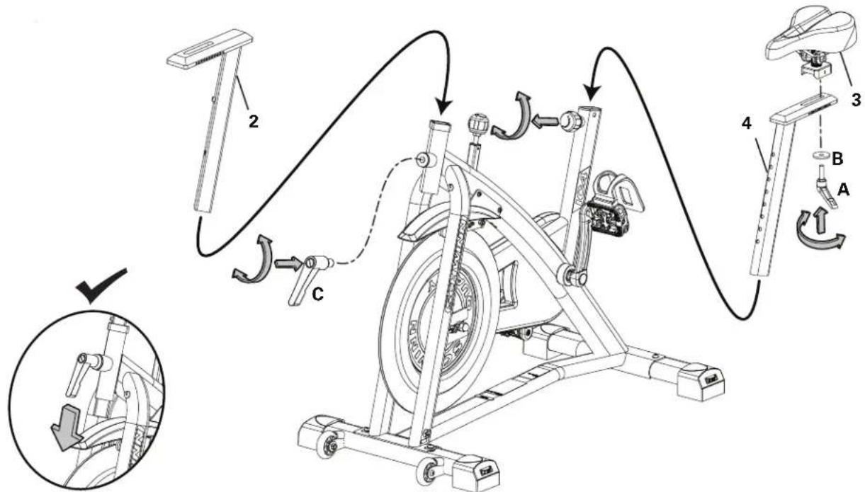 Schwinn IC8 - Fixez le tube de guidon et le tube de selle au chassis, puis fixez la selle - 1