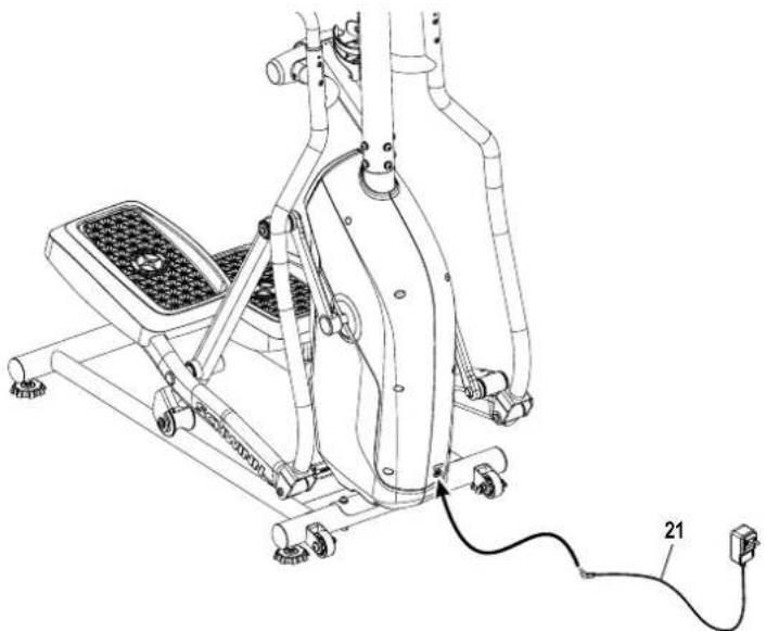 Schwinn 510E - Bevestig de AC-adapter aan de frameconstructie. - 2