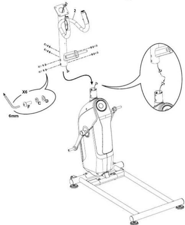 Schwinn 510E - Conecte los cables y fije el mastil de la consola al cuadro/armazon. - 2