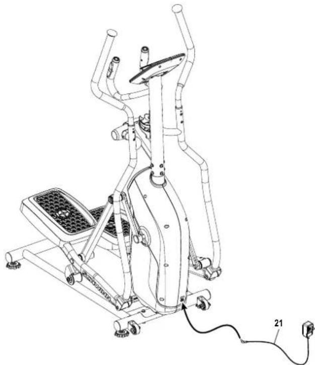 Schwinn 510E - Conecte el adaptor de CA al cuadro/armazón - 2