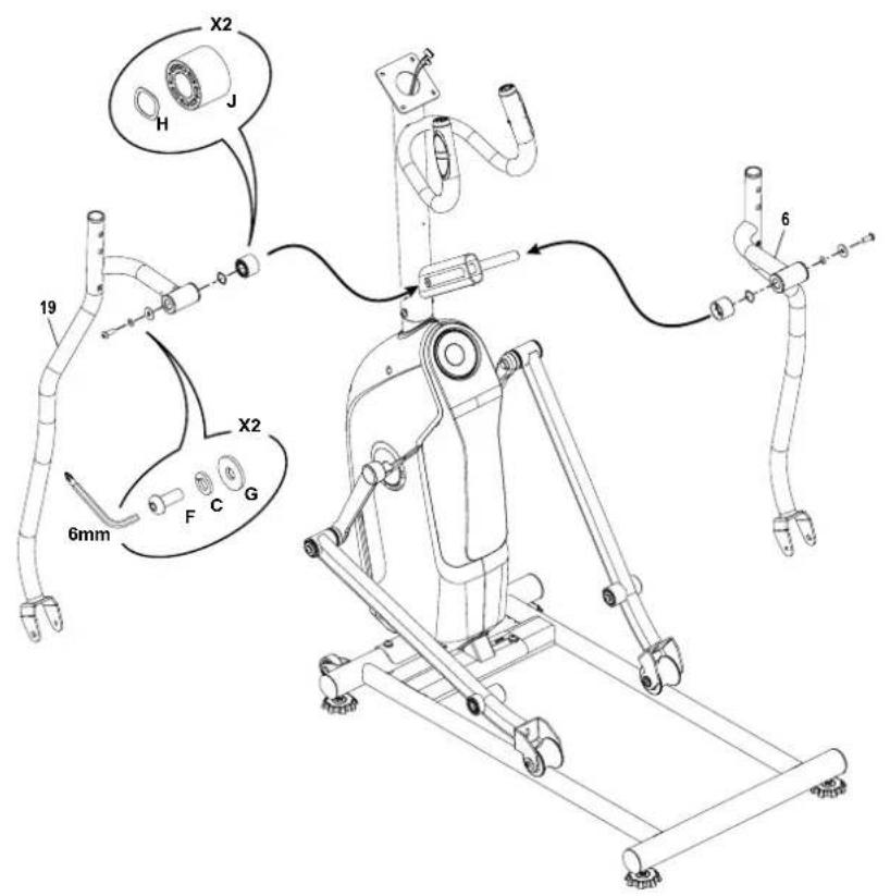 Schwinn 510E - Attach Arm Pivot Rod and Lower Handlebar Arms to Frame Assembly - 1