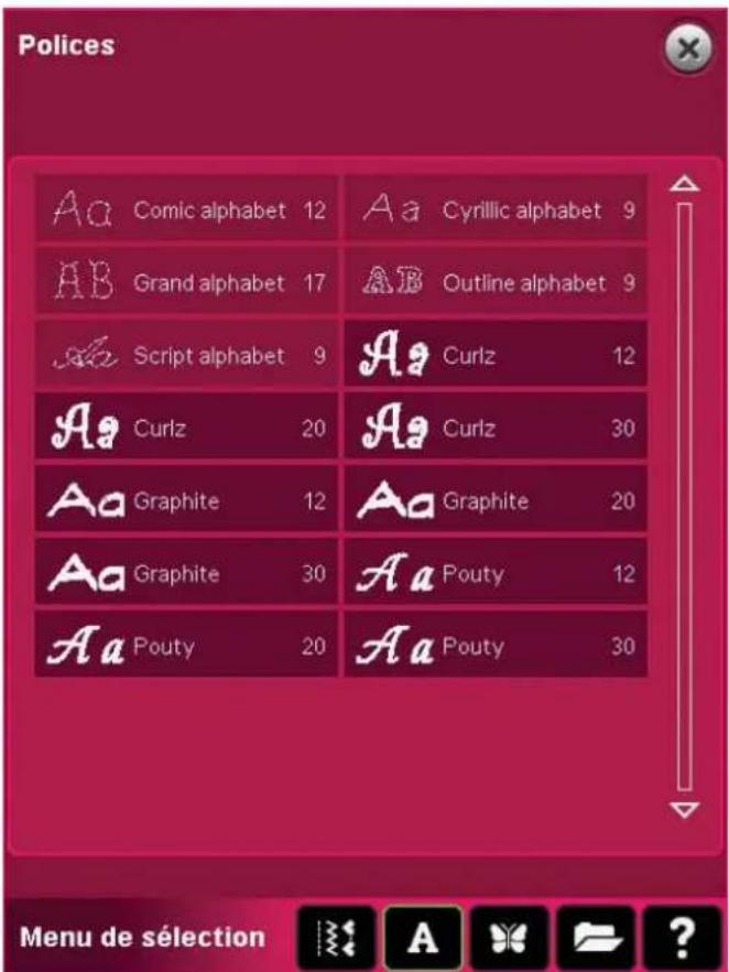 PFAFF Creative 4.5 - Sélectionner une police - 1