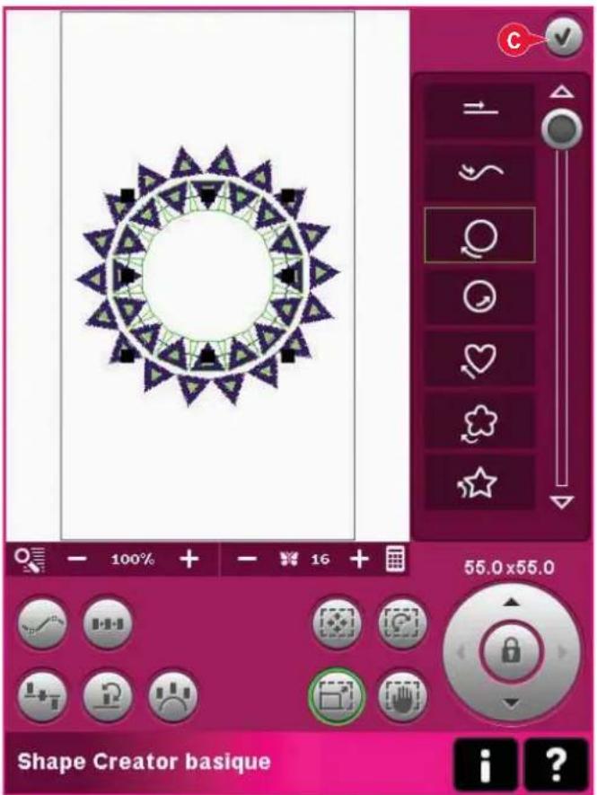 PFAFF Creative 4.5 - La fonction Shape Creator™ de base, exemple 1 - créer un motif à partir de mini motifs intégrés - 4