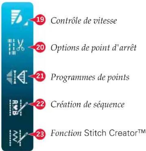 PFAFF Creative 4.5 - Coudre avec les options de point d'arrêt sélectionnées - 1