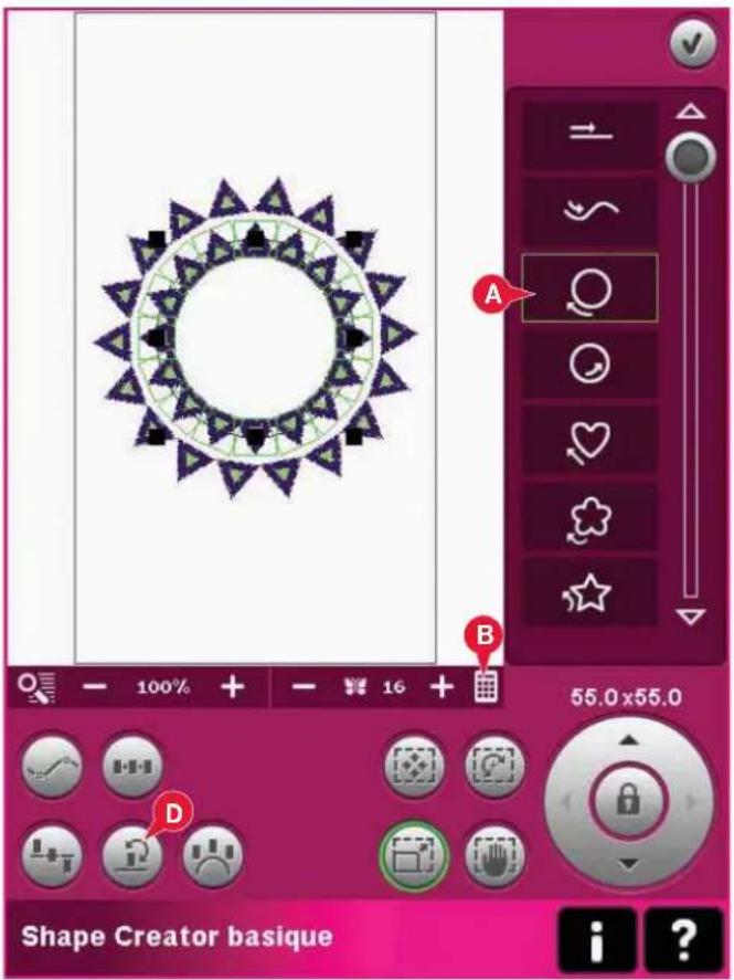 PFAFF Creative 4.5 - La fonction Shape Creator™ de base, exemple 1 - créer un motif à partir de mini motifs intégrés - 3