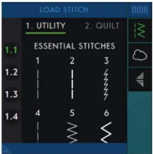 PFAFF Performance Icon - Options selectionnées dans le panneau de menu - 1