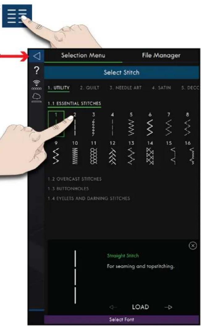 PFAFF Performance Icon - Sélectionnez un point dans le menu de sélection - 1