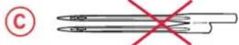 PFAFF Performance Icon - Informations importantes sur les aiguilles Changez laiguille fréquement. Utilisez toujours une aiguille droite avec une bonne pointe (A). - 8