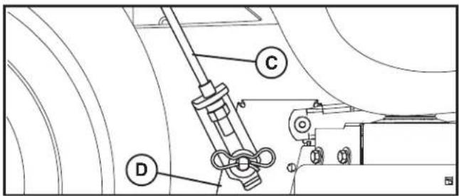 HUSQVARNA TS 348XD - MISE EN GARDE : Le levier de levage est monté sur ressort. Tenir fermement le levier de levage dans la main, l'abaisser lentement et l'enclencher dans la position la plus basse. - 5
