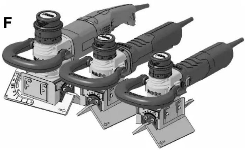 Mechanical assembly diagram showing three different power tools mounted on a circuit board (no text or symbols visible)