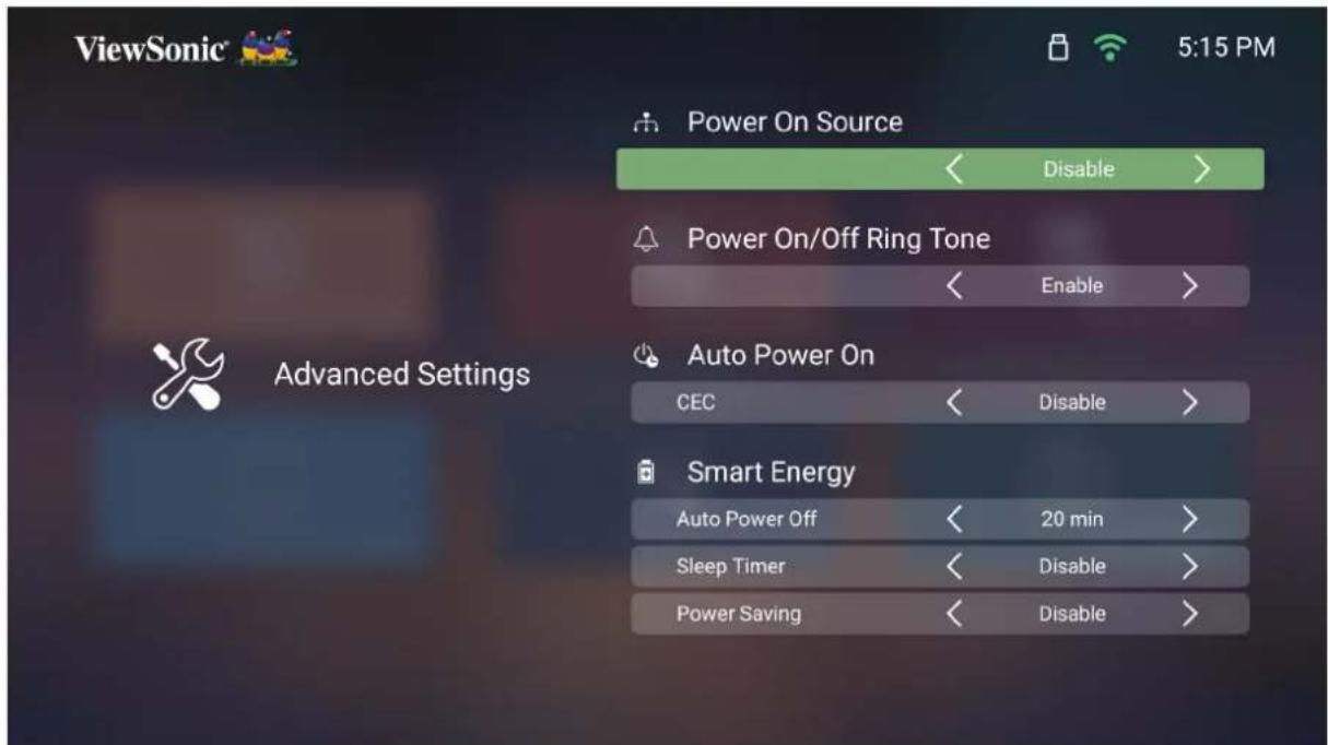 VIEWSONIC M2e - Advanced Settings (Paramètres avances) - 2