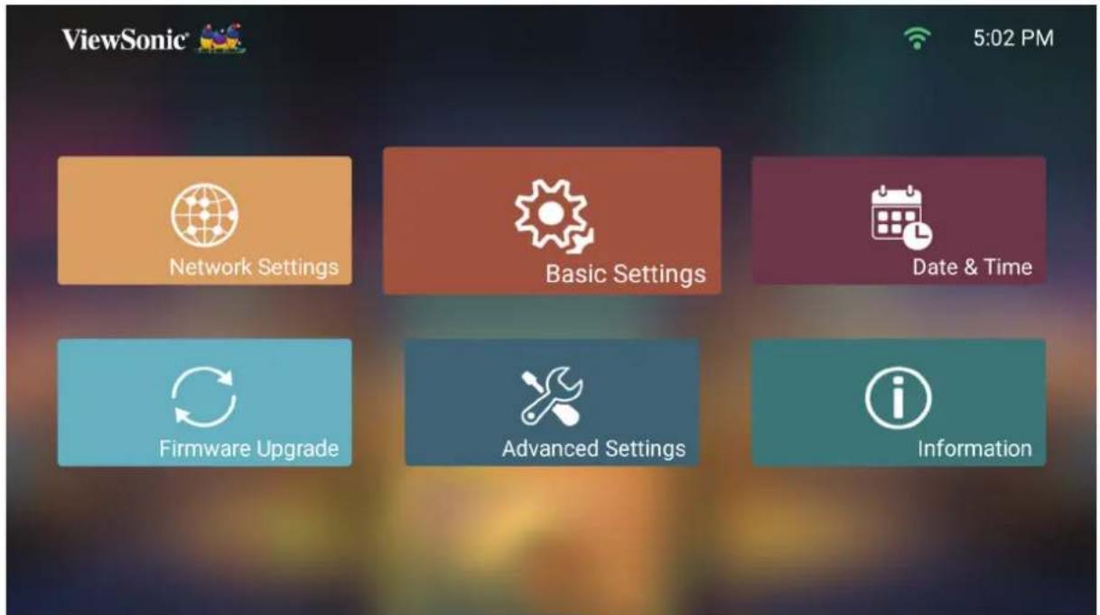 VIEWSONIC M2e - Basic settings (Paramétres de base) - 1