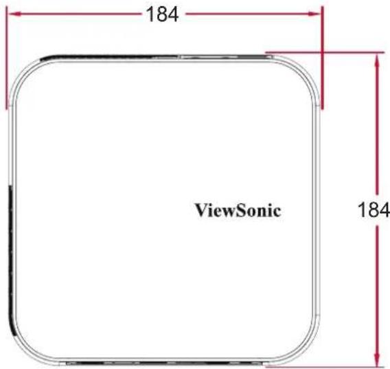 VIEWSONIC M2e - Dimensions du projecteur - 1