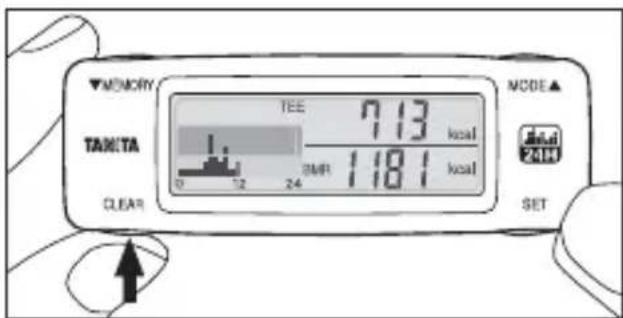 TANITA AM120E - Resetting the Values for the Day - 1