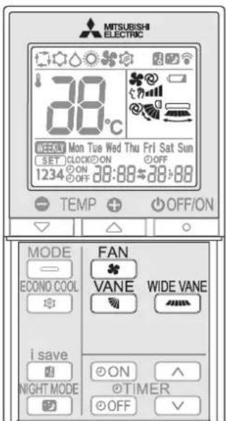 MITSUBISHI MSZAP20VG - FAN HIZI VE HAVA AKIMI YONU AYARLAMASI - 1