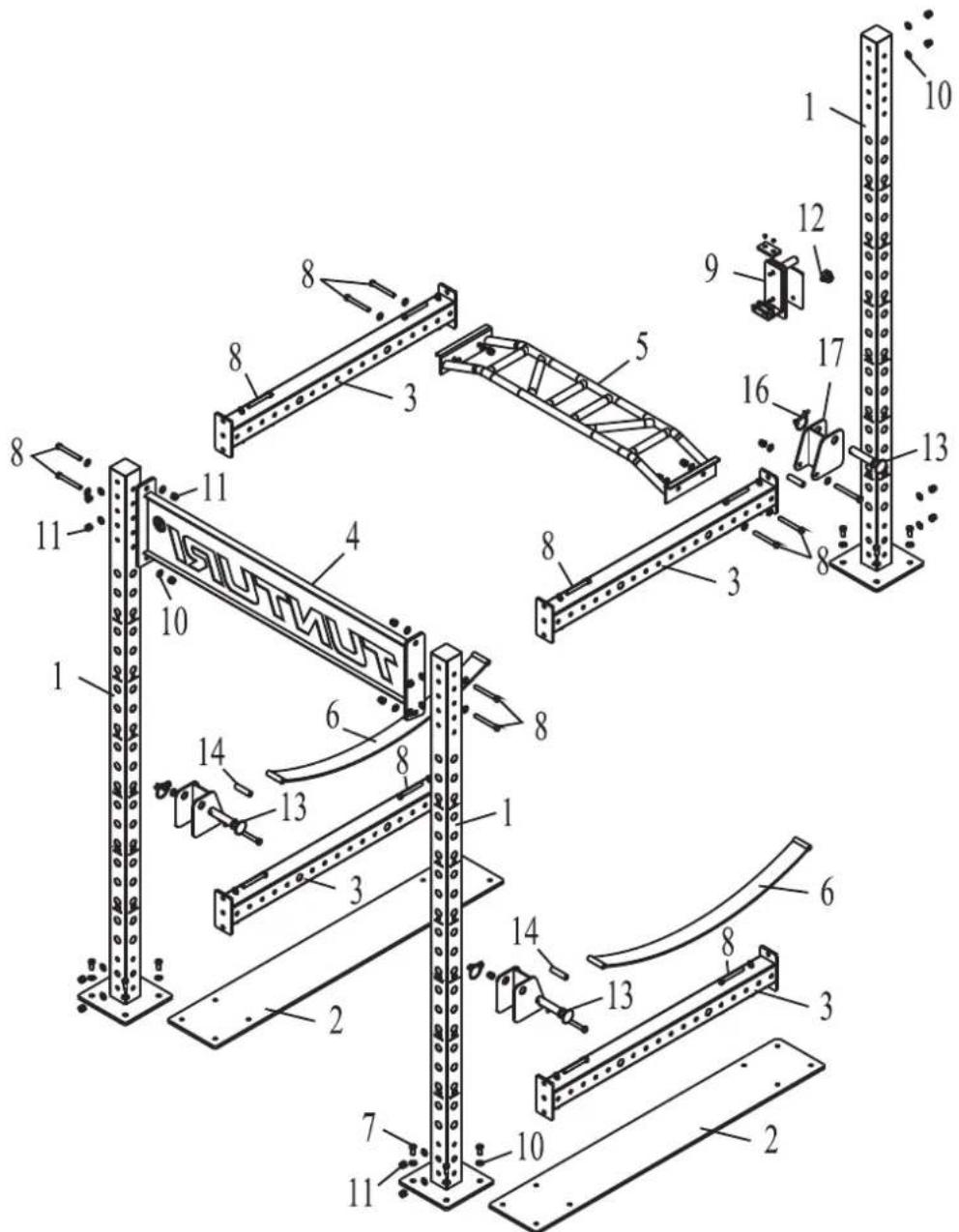 TUNTURI Cross Fit Rack RC20 - Diagrama de despiece - 1