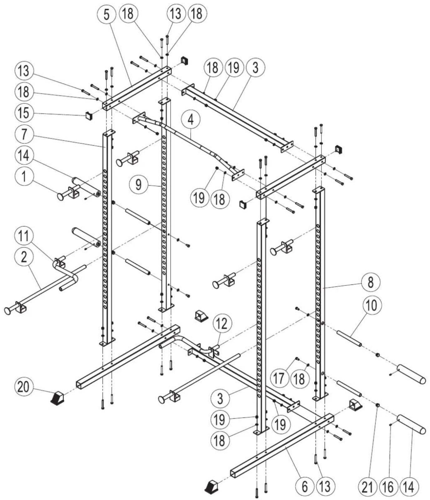 TUNTURI Cross Fit Rack WT60 - Lista de piezas - 1