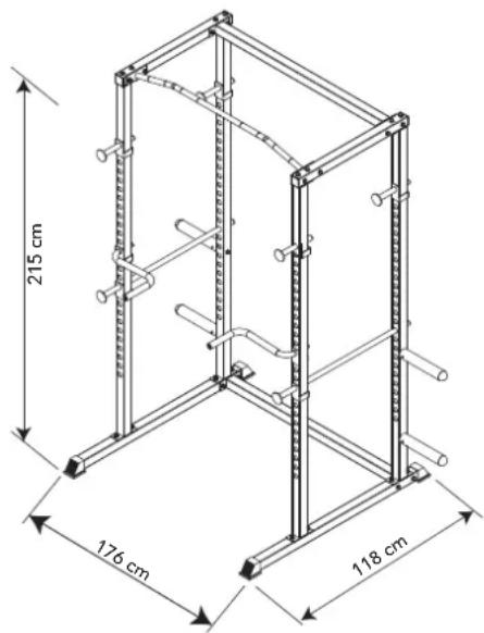 TUNTURI Cross Fit Rack WT60 - Maximale belasting en afmetingen - 1