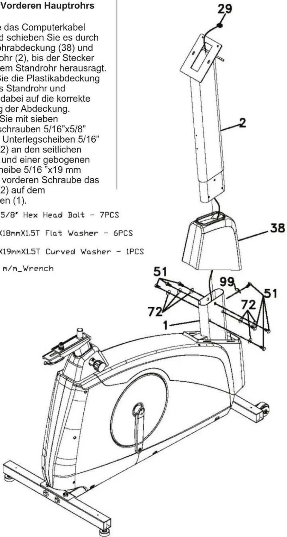 TUNTURI Platinum PRO Upright Bike - 12/14 m/m_Wrench - 1