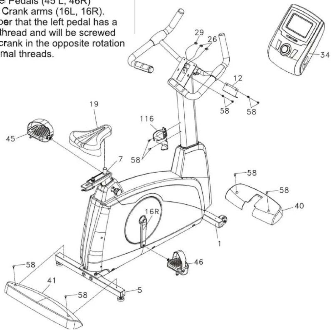 TUNTURI Platinum PRO Upright Bike - Console, Seat, Pedals And Main Housing Covers Assembly - 1