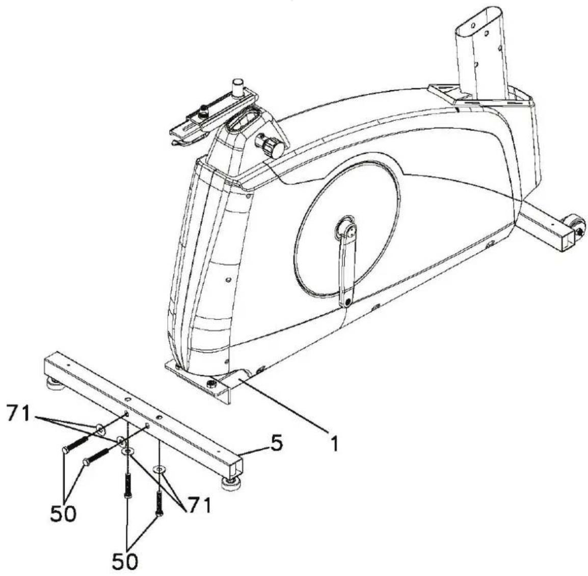 TUNTURI Platinum PRO Upright Bike - Rear support tube assembly - 1