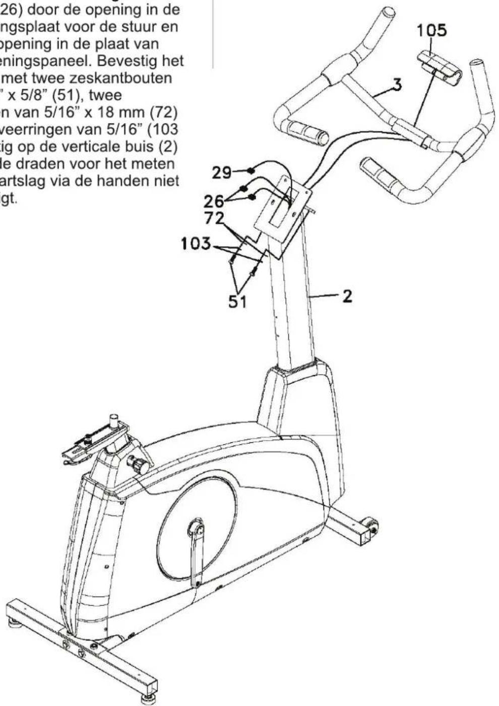 TUNTURI Platinum PRO Upright Bike - Montage Van Het Stuur - 1