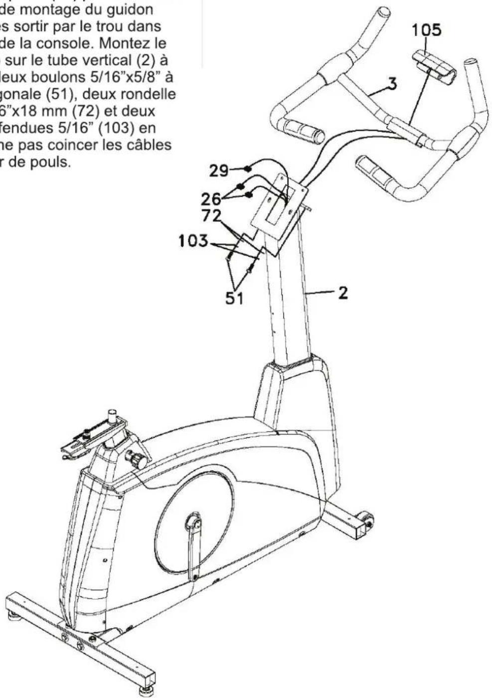 TUNTURI Platinum PRO Upright Bike - Montage du tube vertical avant - 2
