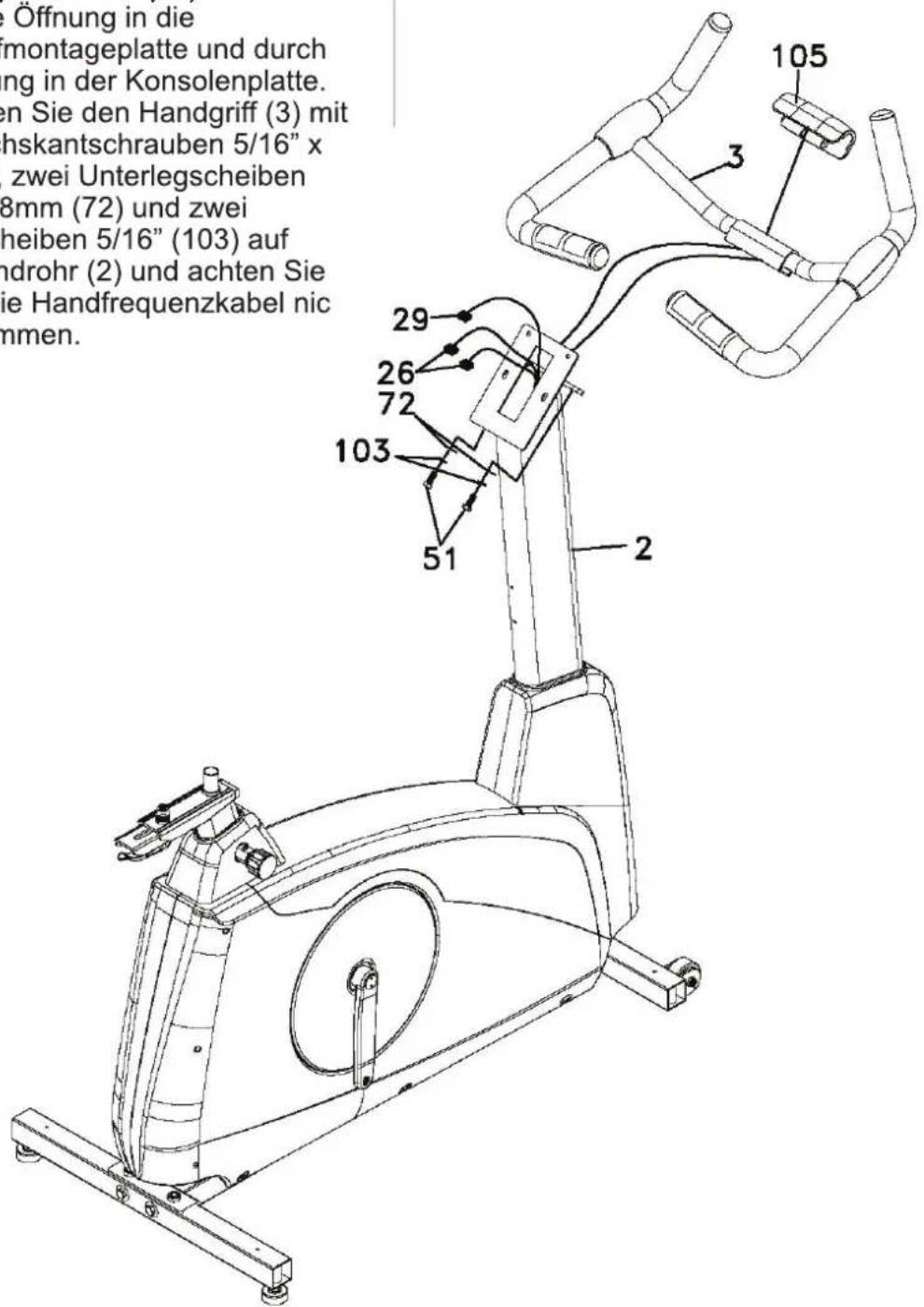 TUNTURI Platinum PRO Upright Bike - Montage Des Handgriffs - 1
