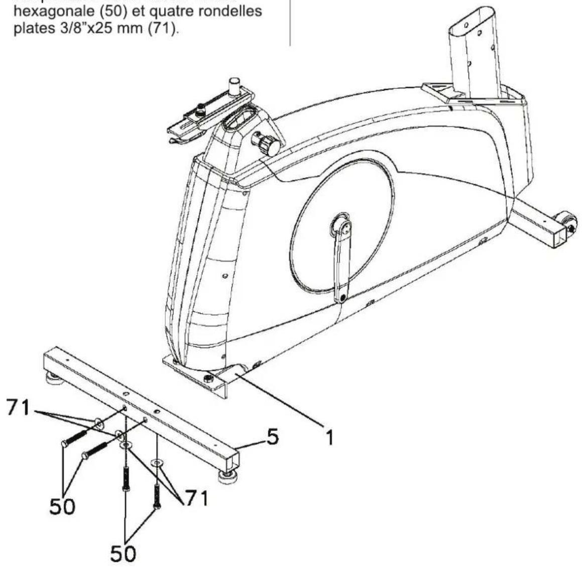 TUNTURI Platinum PRO Upright Bike - Montage du tube arriere pour les pieds - 1