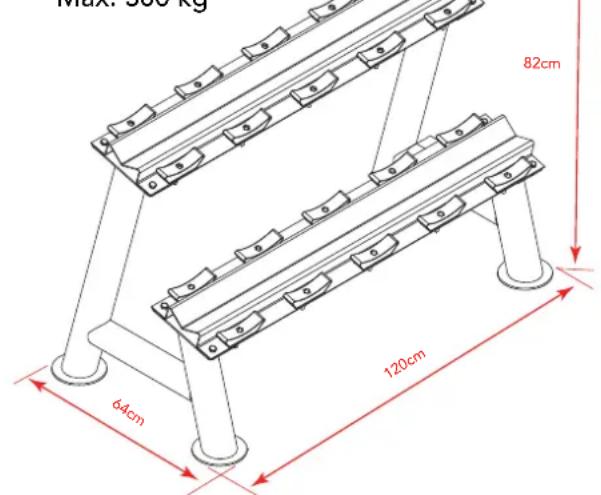 TUNTURI Pro Dumbbell Rack Plates - Tragkraft und Abmessung - 2