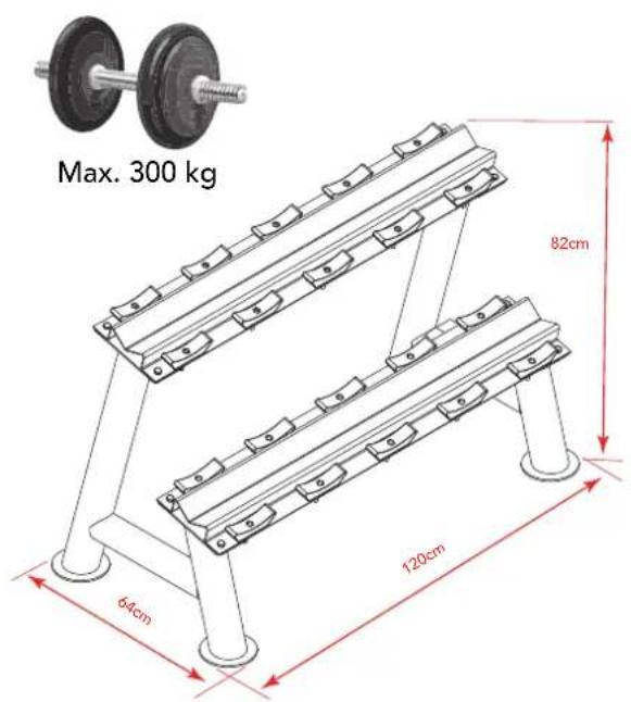 TUNTURI Pro Dumbbell Rack Plates - Weight capacity and dimension - 1