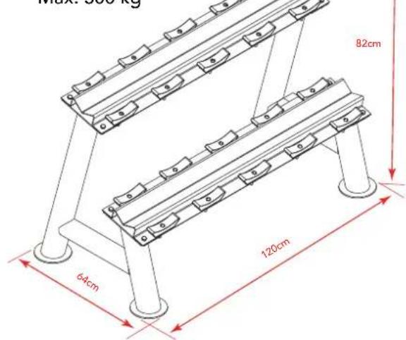 TUNTURI Pro Dumbbell Rack Plates - Maximale belasting en afmetingen - 2